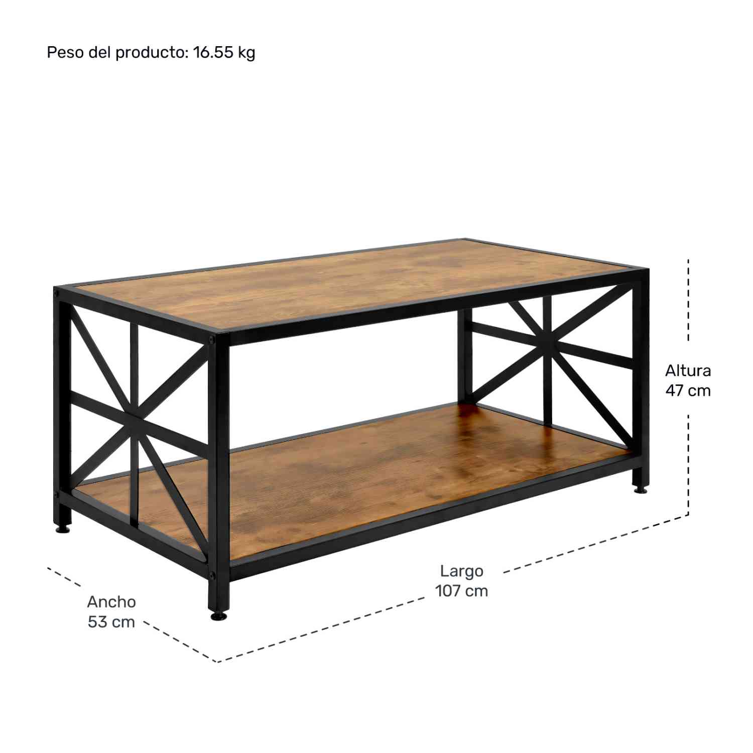 Foto 7 | Mesa de Centro Rack & Pack 2 Niveles 107 cm Marrón