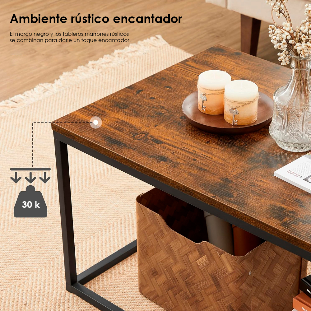 Foto 5 | Mesa de Centro Cuadrada Ilios Innova WH-25 Café Industrial