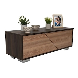 Foto 3 | Mesa De Centro Ariel, Caoba Y Miel, Con Una Puerta Y Patas De Acero