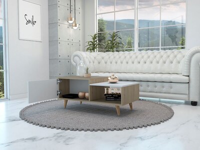 Foto 1 | Mesa De Centro Trueno, Beige Y Blanco Vainilla, Con Amplio Espacio Para Ubicar Decoraciones
