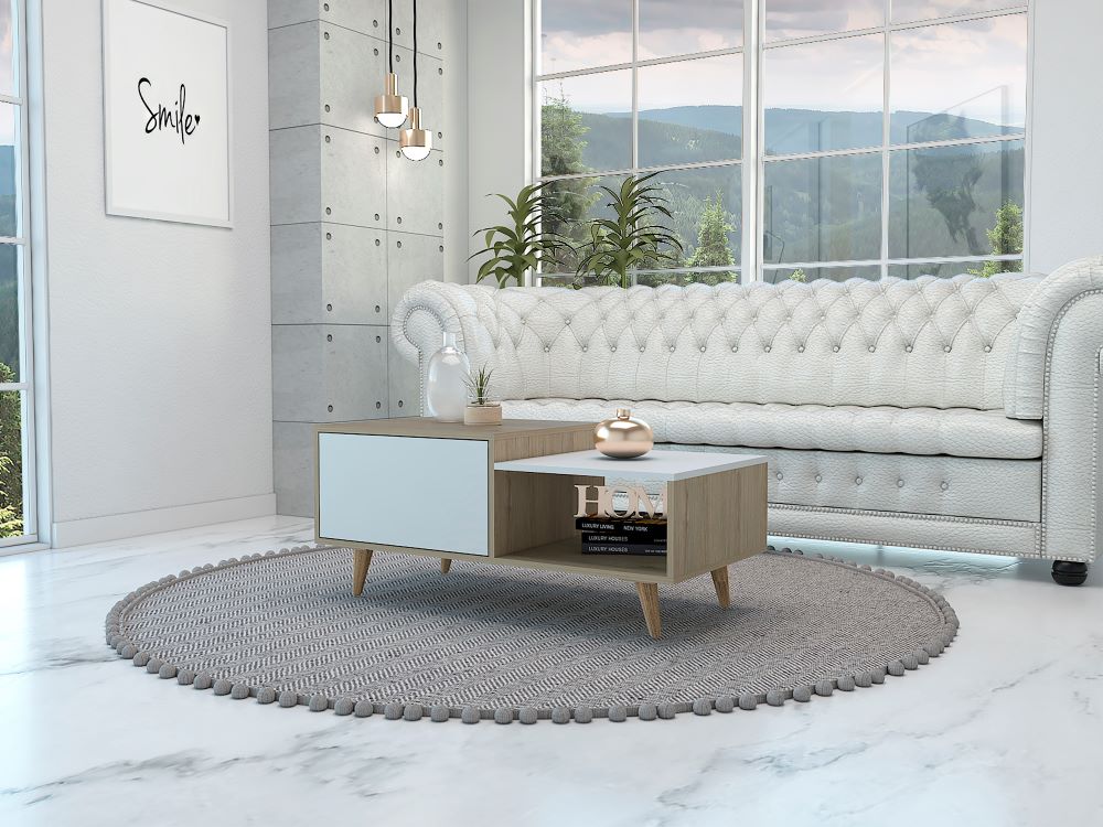 Foto 3 pulgar | Mesa De Centro Trueno, Beige Y Blanco Vainilla, Con Amplio Espacio Para Ubicar Decoraciones