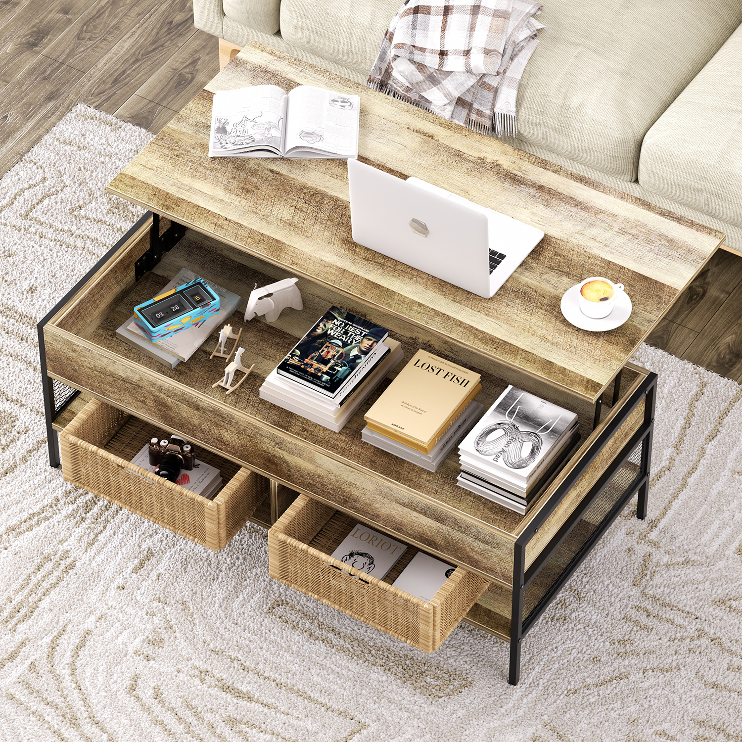 Foto 5 pulgar | Mesa de Centro Homemake Loft Coffee Marrón