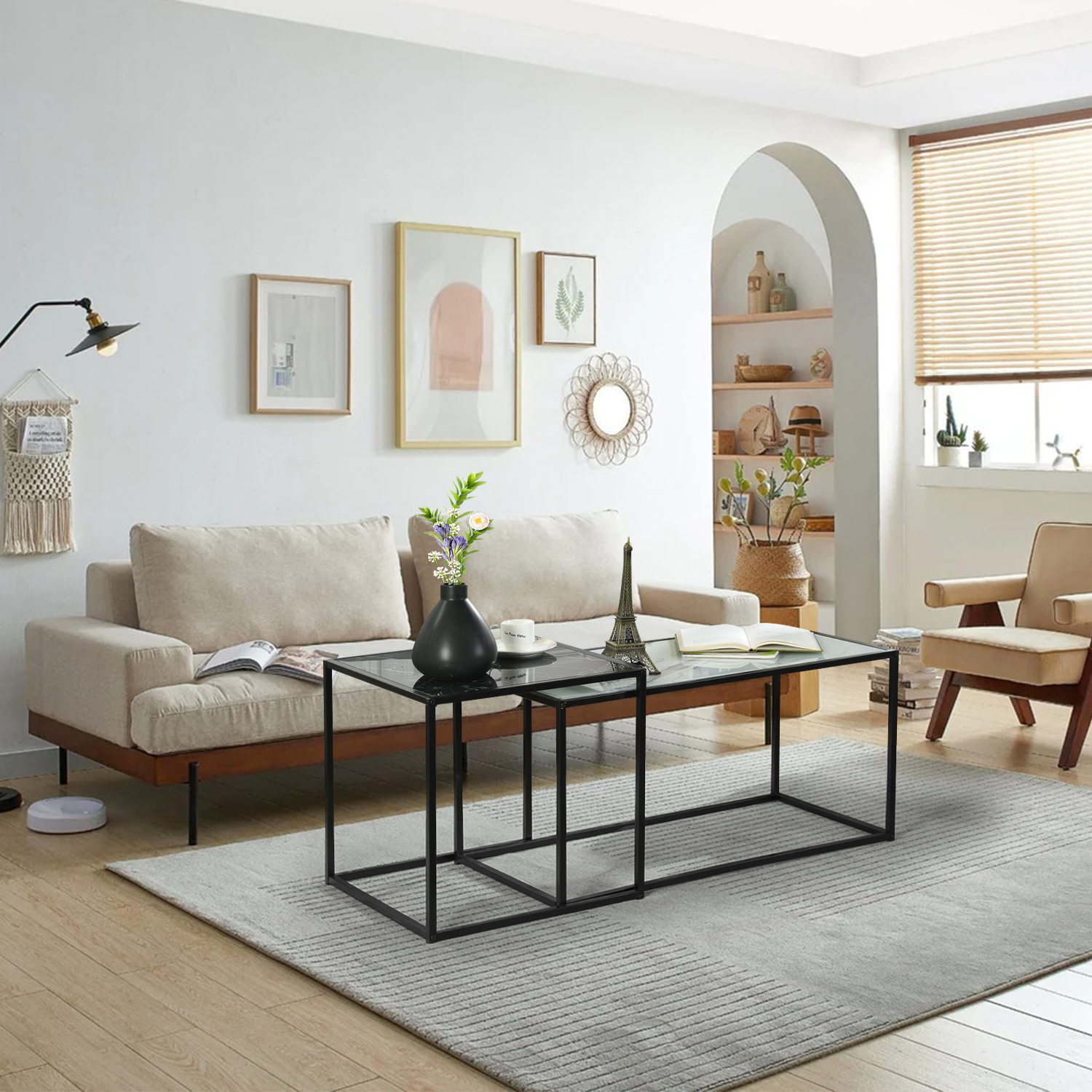 Foto 5 | Conjunto de 2 Mesas de Centro Homemake Adomo Negro Y Blanco