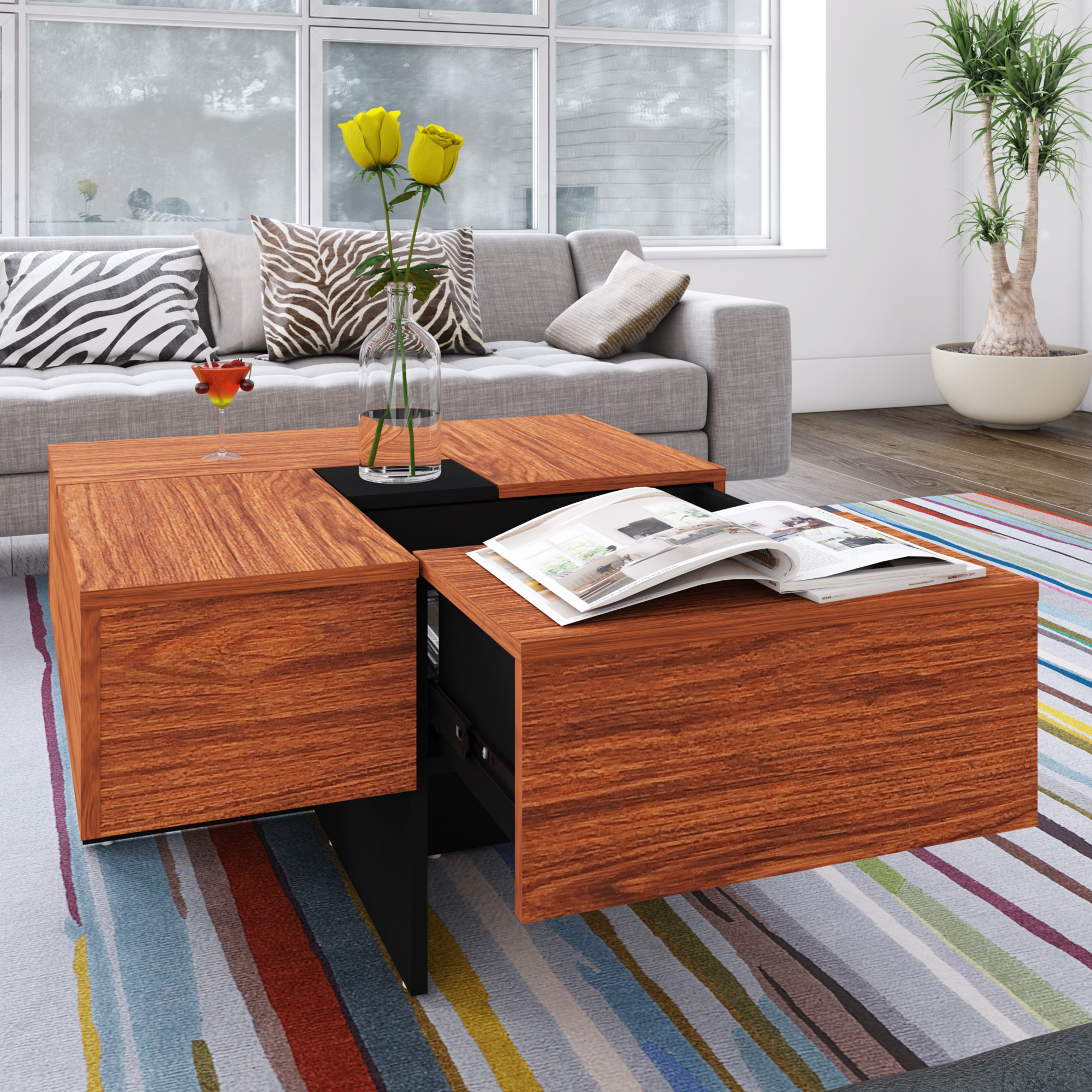 Foto 4 | Mesa Central Marsella Playcon 78.5 X 43 cm Tablero Texturizado Tzalam