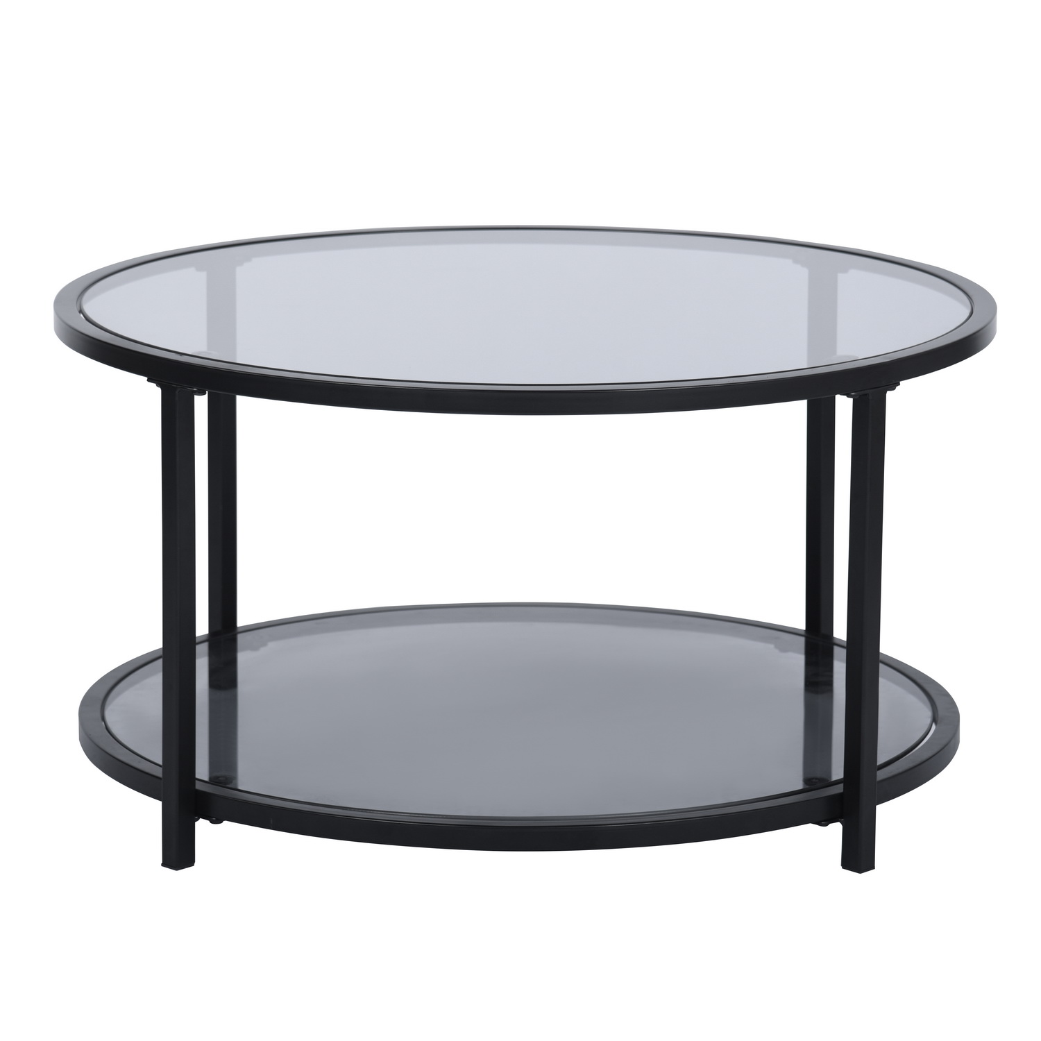 Foto 3 pulgar | Mesa de Centro Redonda de Cristal Homemake Neka Gris y Negro