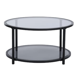 Foto 2 | Mesa de Centro Redonda de Cristal Homemake Neka Gris y Negro