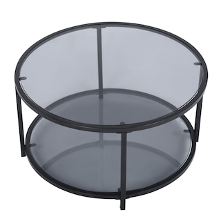 Foto 3 | Mesa de Centro Redonda de Cristal Homemake Neka Gris y Negro