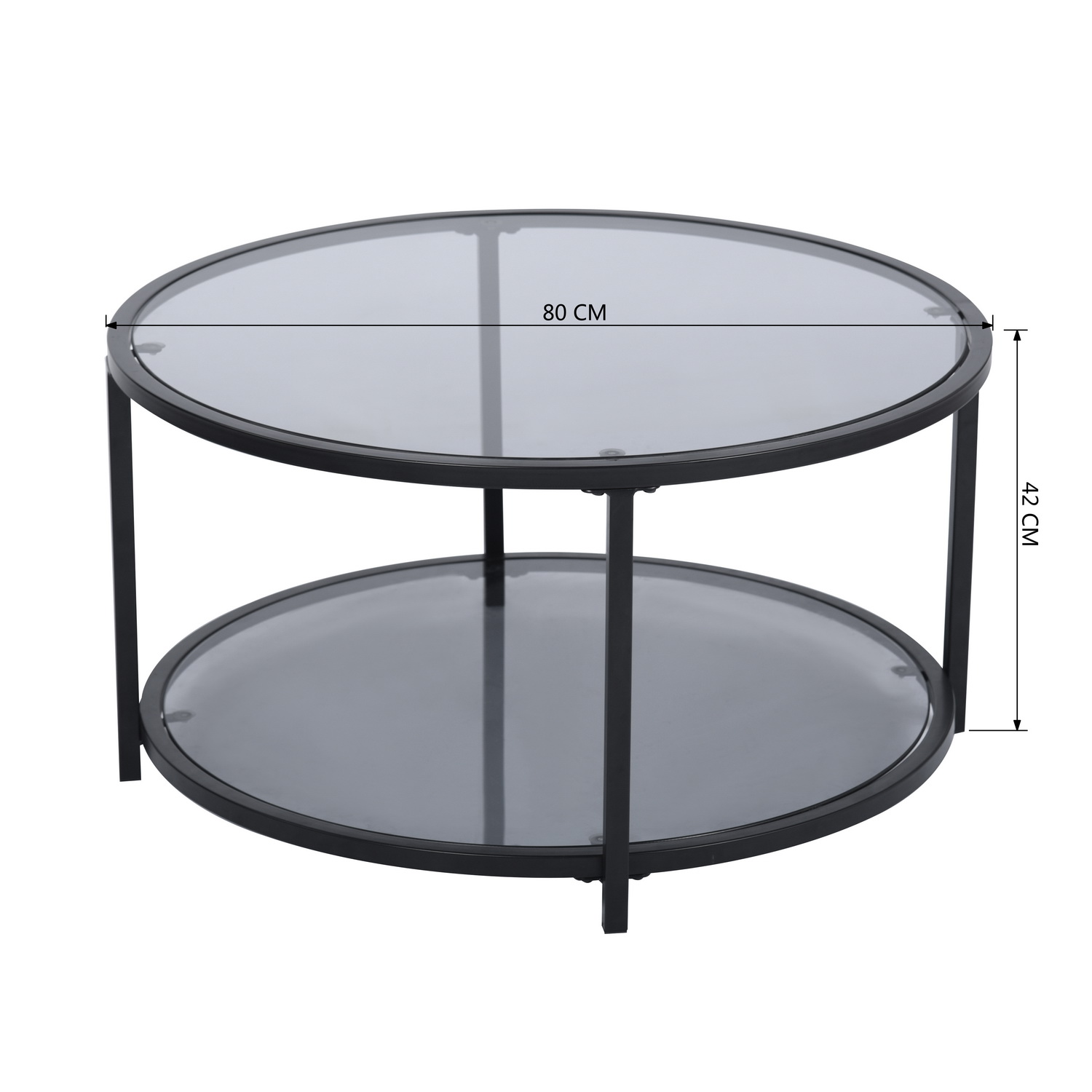 Foto 7 pulgar | Mesa de Centro Redonda de Cristal Homemake Neka Gris y Negro