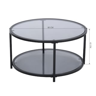 Foto 6 | Mesa de Centro Redonda de Cristal Homemake Neka Gris y Negro