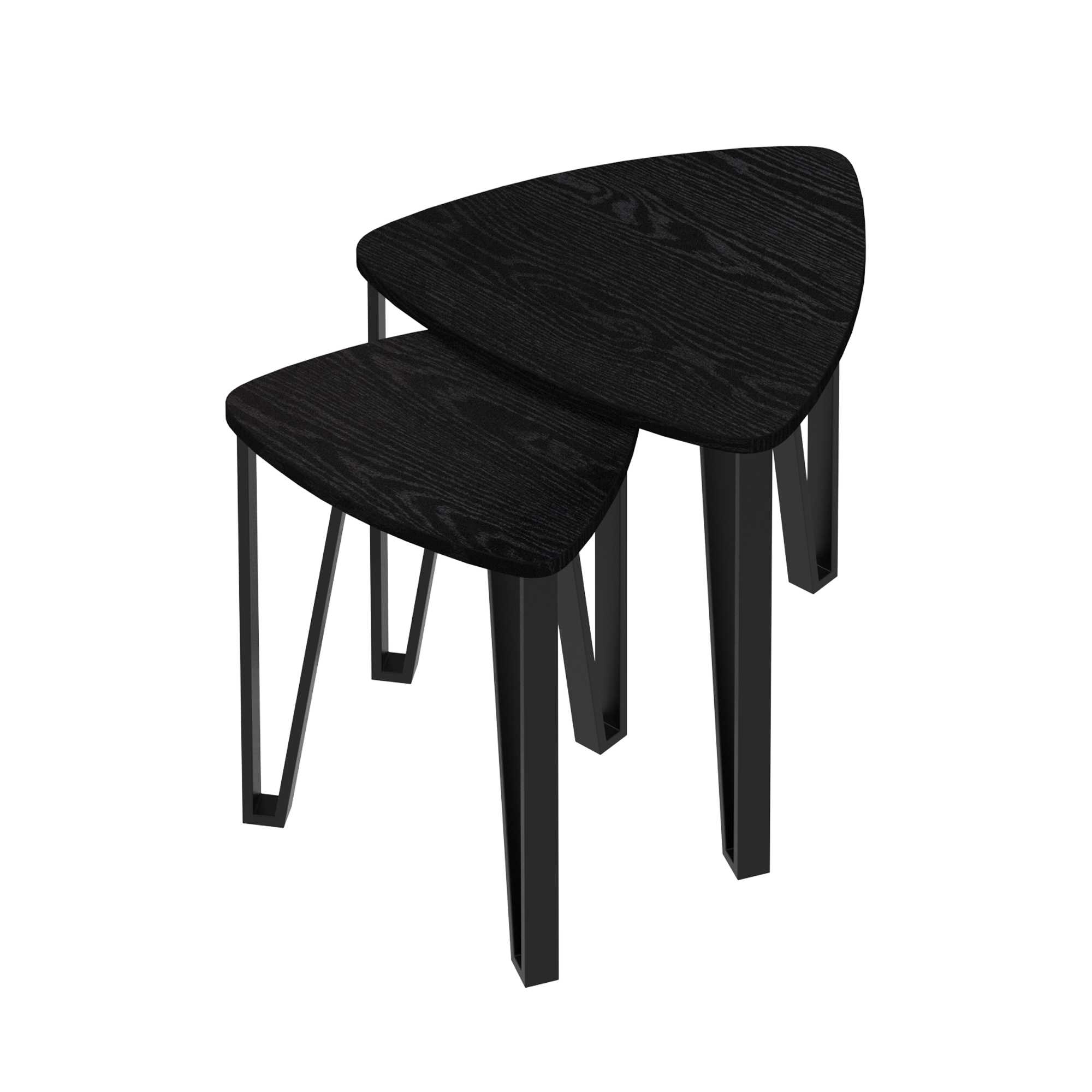 Mesas Anidadoras Vasagle Mountain De Madera Negra Con Patas De Metal