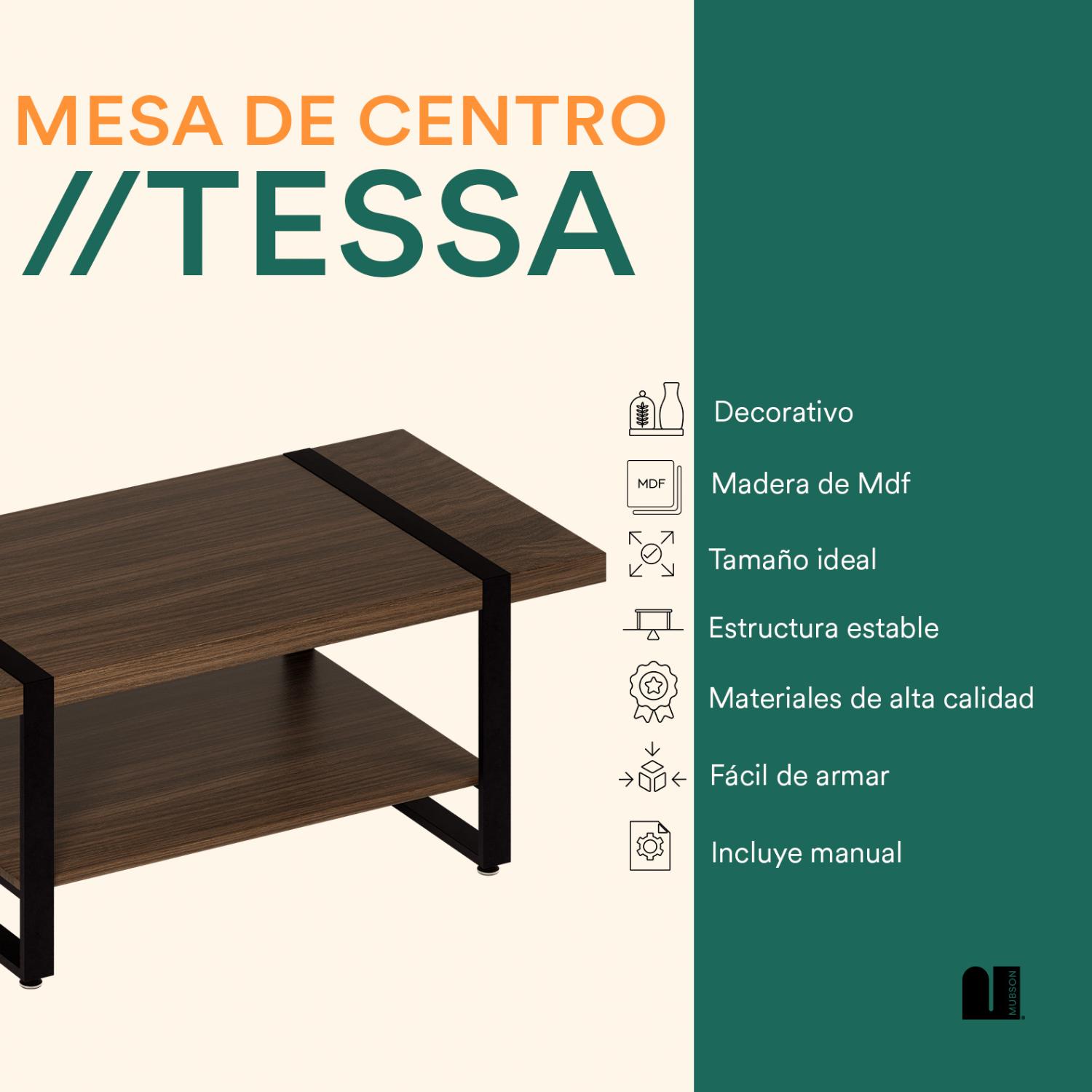 Foto 3 pulgar | Mesa De Centro De Doble Repisa Mubson. Mesa Decorativa Renna