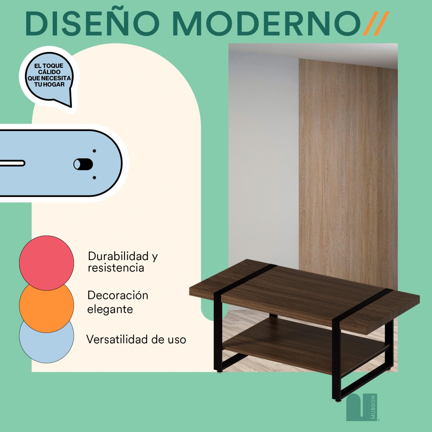 Foto 5 pulgar | Mesa De Centro De Doble Repisa Mubson. Mesa Decorativa Renna