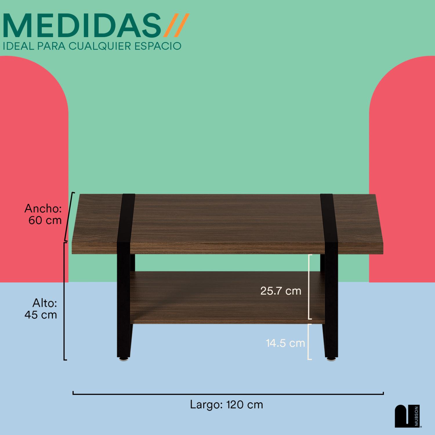 Foto 6 pulgar | Mesa De Centro De Doble Repisa Mubson. Mesa Decorativa Renna