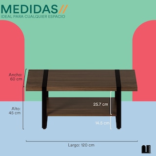 Foto 5 | Mesa De Centro De Doble Repisa Mubson. Mesa Decorativa Renna