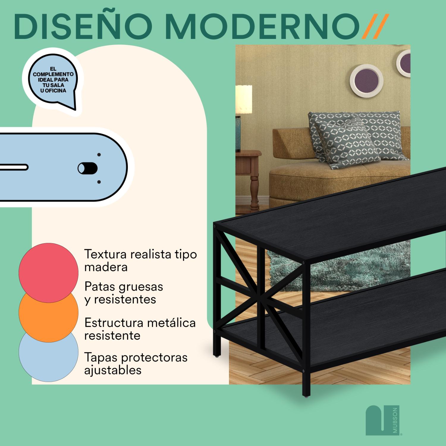 Foto 4 | Mesa De Centro Rectangular Mubson Mesa Shaula Negra