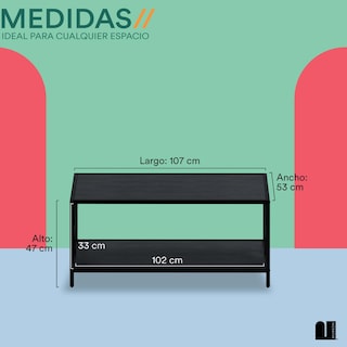 Foto 5 | Mesa De Centro Rectangular Mubson Mesa Shaula Negra