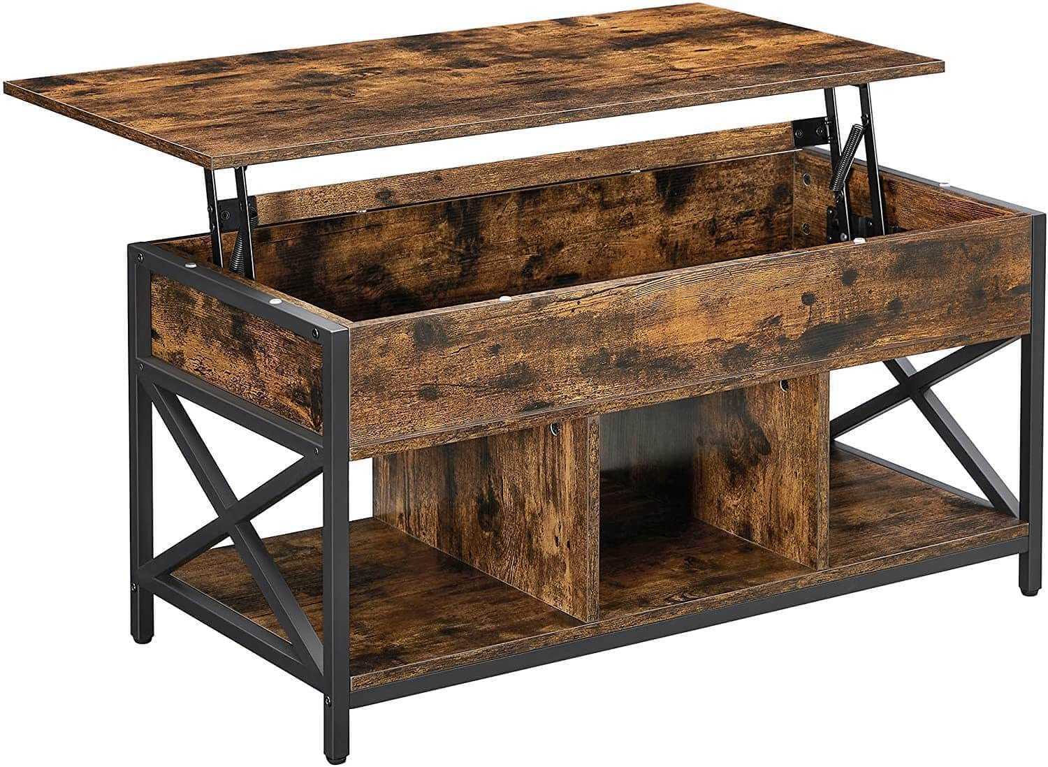 Mesa De Café Vasagle Elevable Con Compartimentos Ocultos, Color Marrón