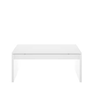 Foto 1 | Mesa De Centro Rectangular Elevable Blanca Brillante Con Espacio De Almacenamiento Y Soporte Metálico
