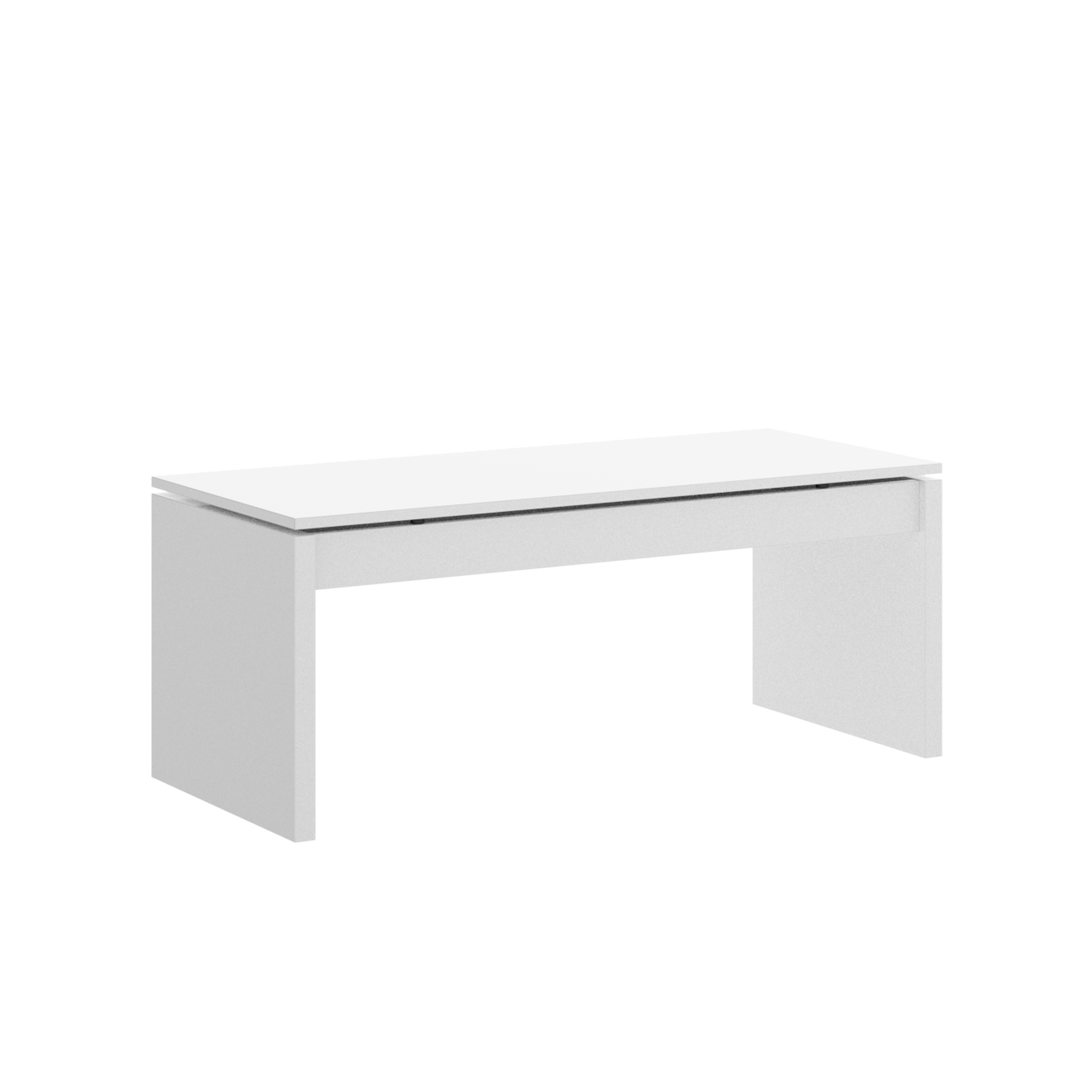 Foto 2 | Mesa De Centro Rectangular Elevable Blanca Brillante Con Espacio De Almacenamiento Y Soporte Metálico