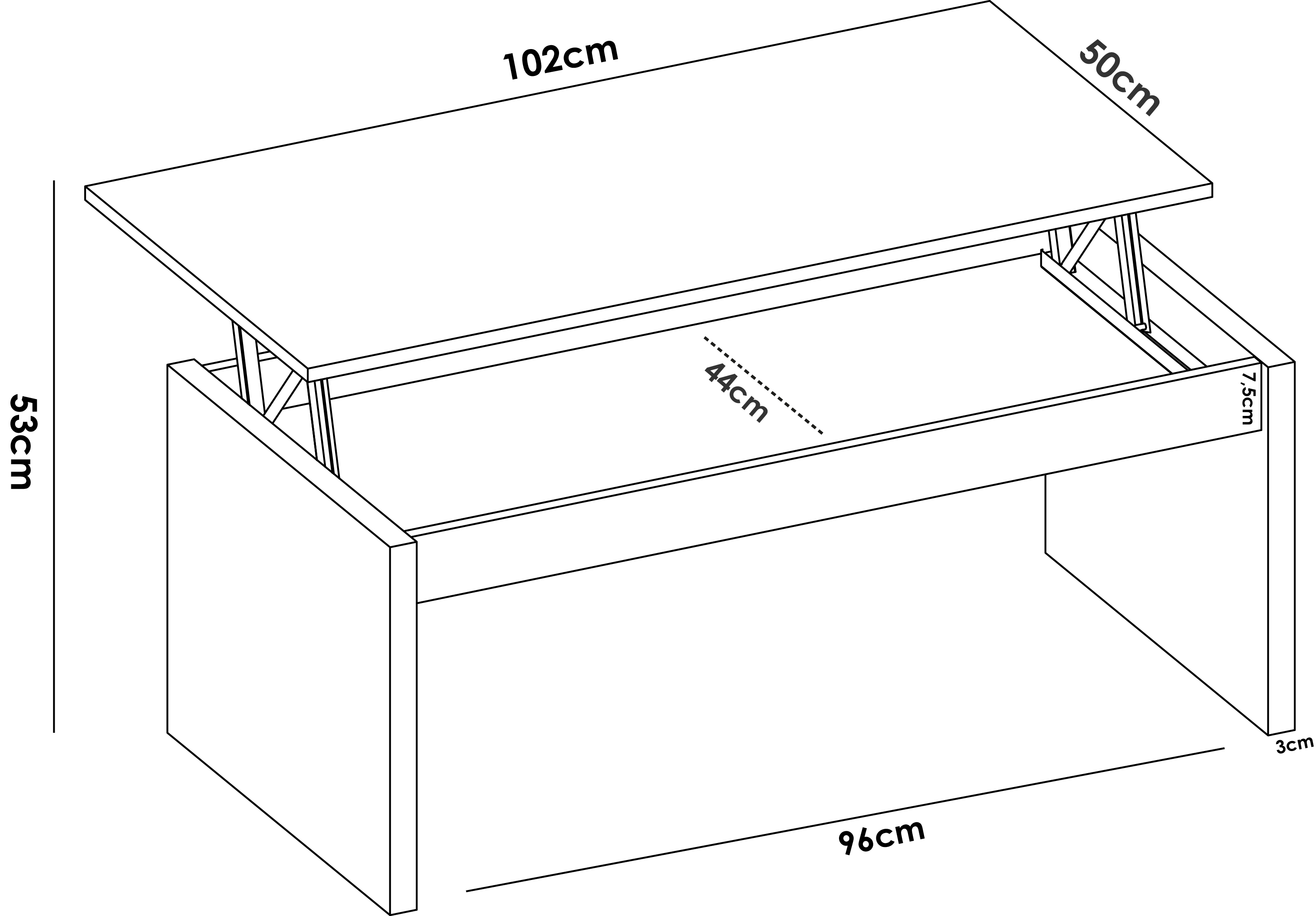 Foto 5 | Mesa De Centro Rectangular Elevable Blanca Brillante Con Espacio De Almacenamiento Y Soporte Metálico