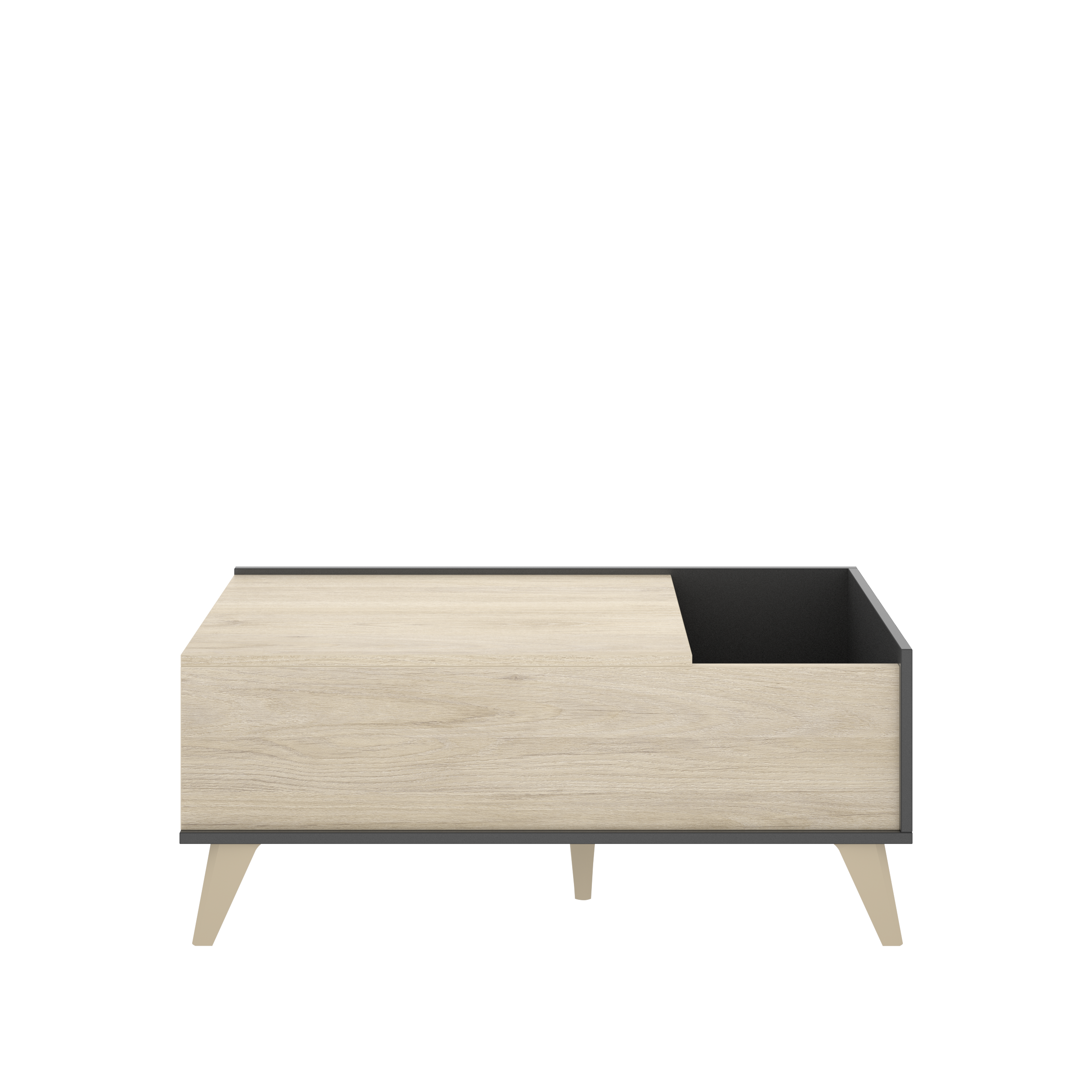 Mesa De Centro Rectangular Elevable Color Gris Oscuro Con Espacio De Almacenamiento Y Soporte Metálico