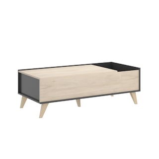 Foto 2 | Mesa De Centro Rectangular Elevable Color Gris Oscuro Con Espacio De Almacenamiento Y Soporte Metálico