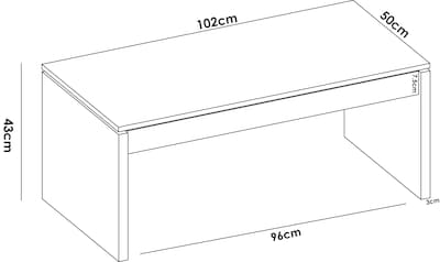 Foto 4 | Mesa De Centro Rectangular Elevable Color Madera Con Espacio De Almacenamiento Y Soporte Metálico
