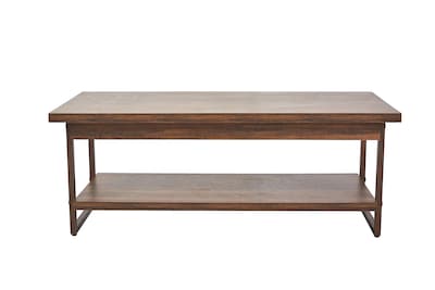 Foto 1 | Mesa De Centro Rectangular Color Nogal Con Espacio De Almacenamiento Y Estructura De Madera Mdf Con Soporte Metálico