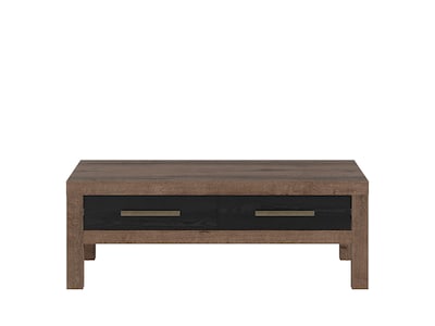 Foto 1 | Mesa De Centro Rectangular Color Negro Y Nogal Con 2 Cajones Para Almacenamiento Y Estructura De Madera Mdf