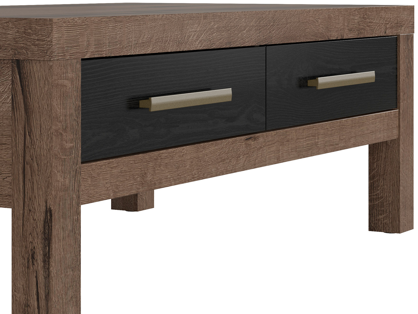 Foto 4 | Mesa De Centro Rectangular Color Negro Y Nogal Con 2 Cajones Para Almacenamiento Y Estructura De Madera Mdf