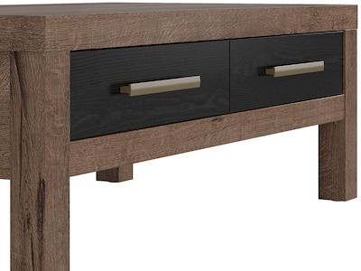 Foto 4 | Mesa De Centro Rectangular Color Negro Y Nogal Con 2 Cajones Para Almacenamiento Y Estructura De Madera Mdf