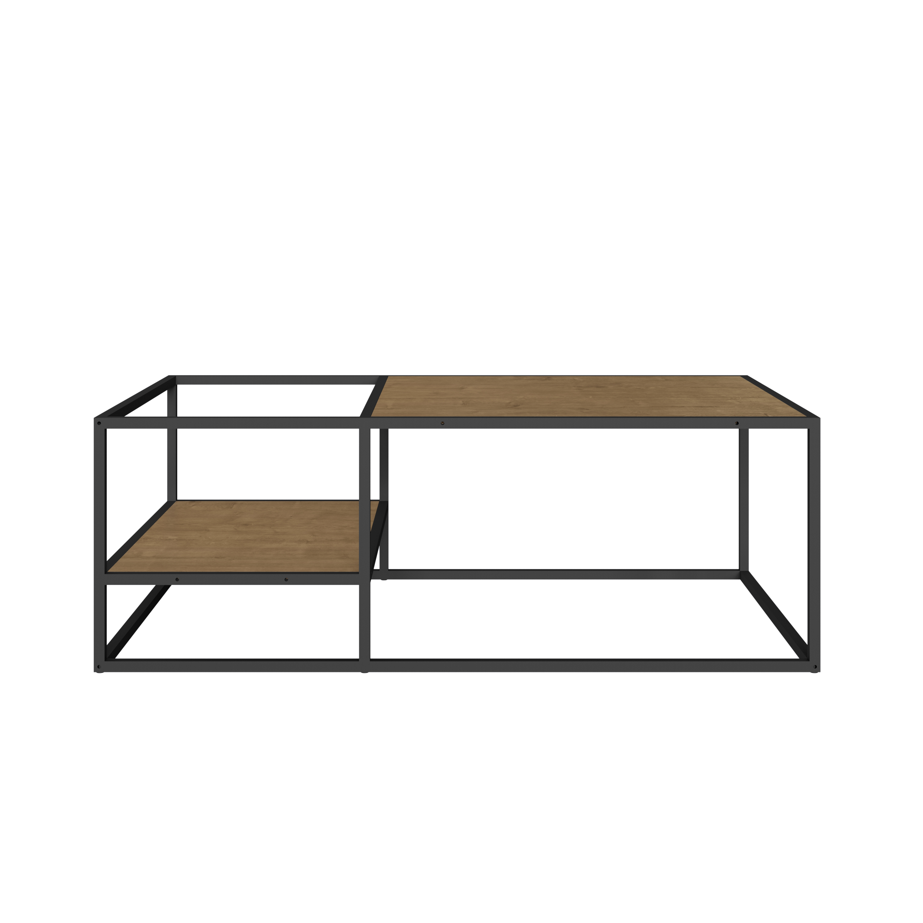 Mesa De Centro Rectangular Color Negro Y Madera Con 2 Tableros Y Estructura Metálica De Acero Mdp 100cm (ancho)*