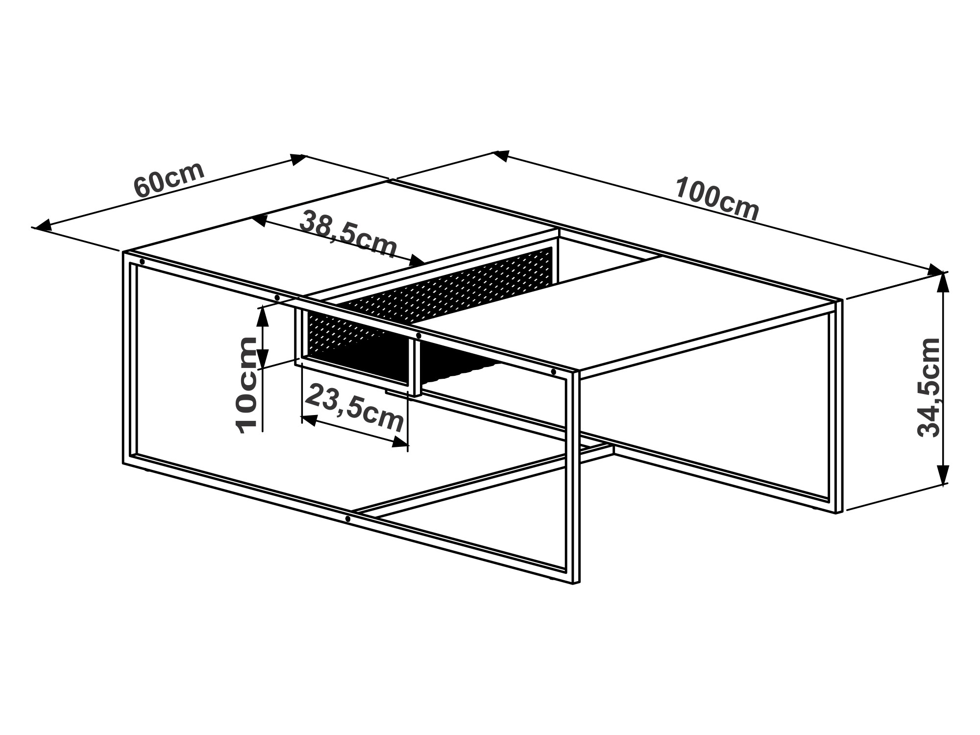 Foto 5 pulgar | Mesa De Centro Rectangular Color Blanco Y Madera Con 2 Tableros Y Estructura Metálica De Acero Mdp 100cm (ancho