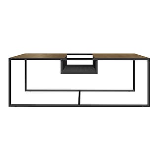 Foto 1 | Mesa De Centro Rectangular Color Negro Y Madera Con 2 Tableros Y Estructura Metálica De Acero Mdp 100cm (ancho)*