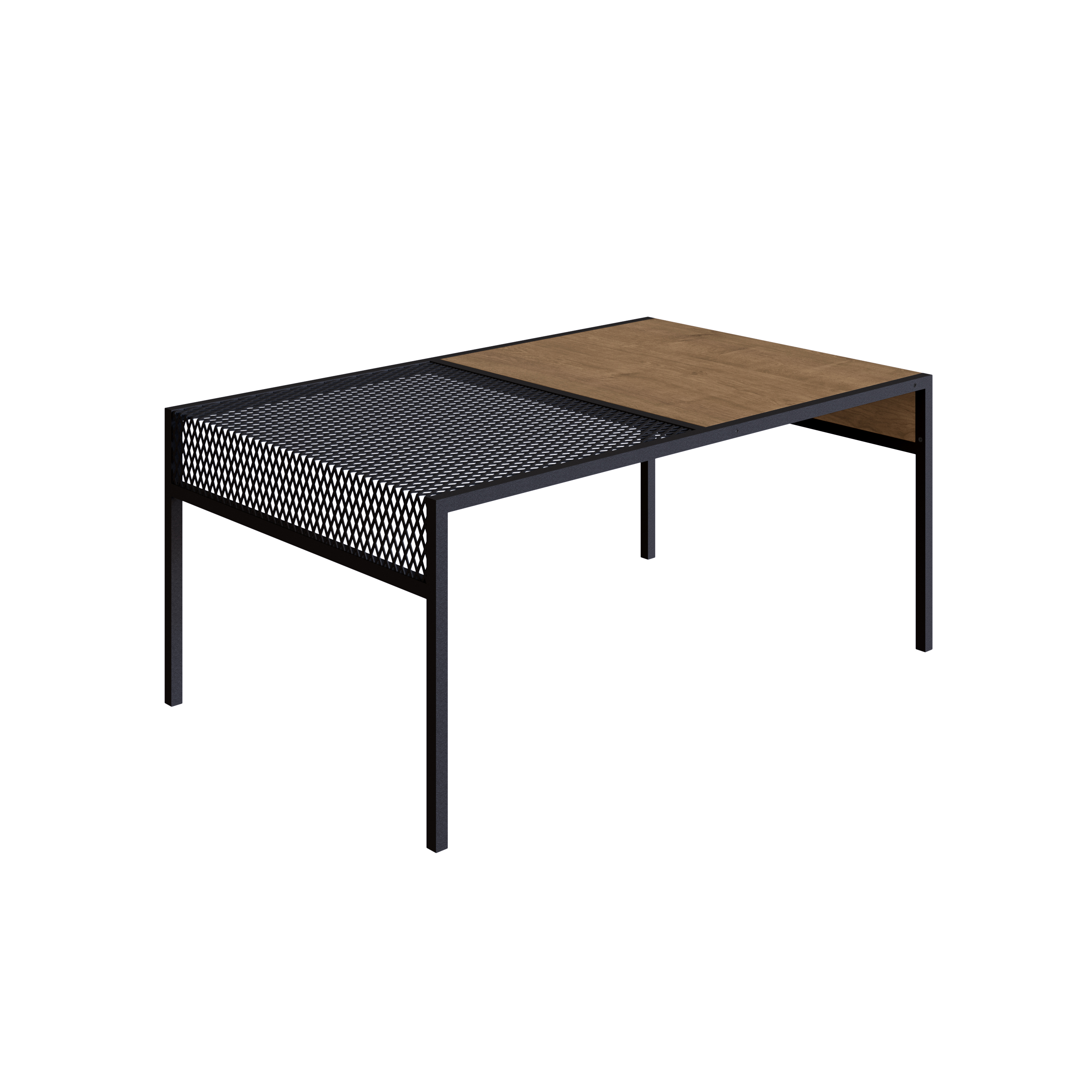 Foto 2 | Mesa De Centro Rectangular Color Negro Y Madera Con Estructura Metálica De Acero Mdp 80cm (ancho)*50cm (profundo)