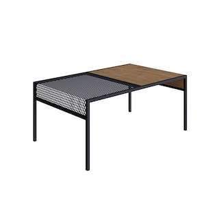 Foto 2 | Mesa De Centro Rectangular Color Negro Y Madera Con Estructura Metálica De Acero Mdp 80cm (ancho)*50cm (profundo)