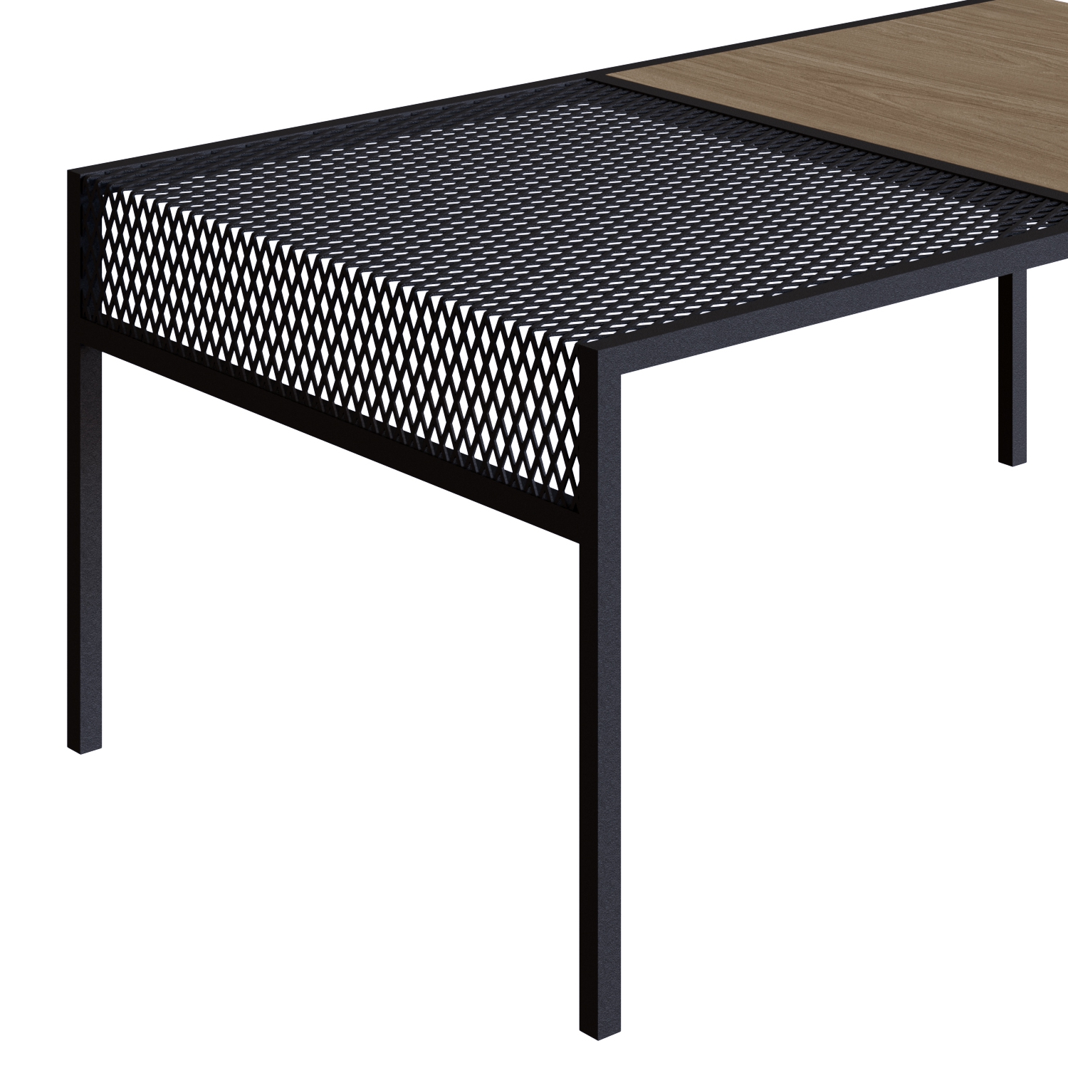 Foto 4 pulgar | Mesa De Centro Rectangular Color Negro Y Madera Con Estructura Metálica De Acero Mdp 80cm (ancho)*50cm (profundo)