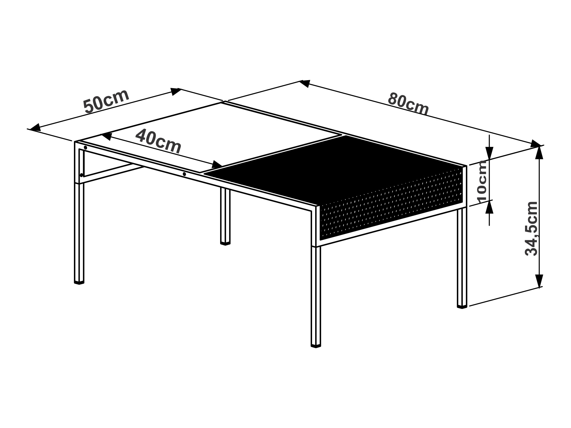 Foto 5 pulgar | Mesa De Centro Rectangular Color Negro Y Madera Con Estructura Metálica De Acero Mdp 80cm (ancho)*50cm (profundo)