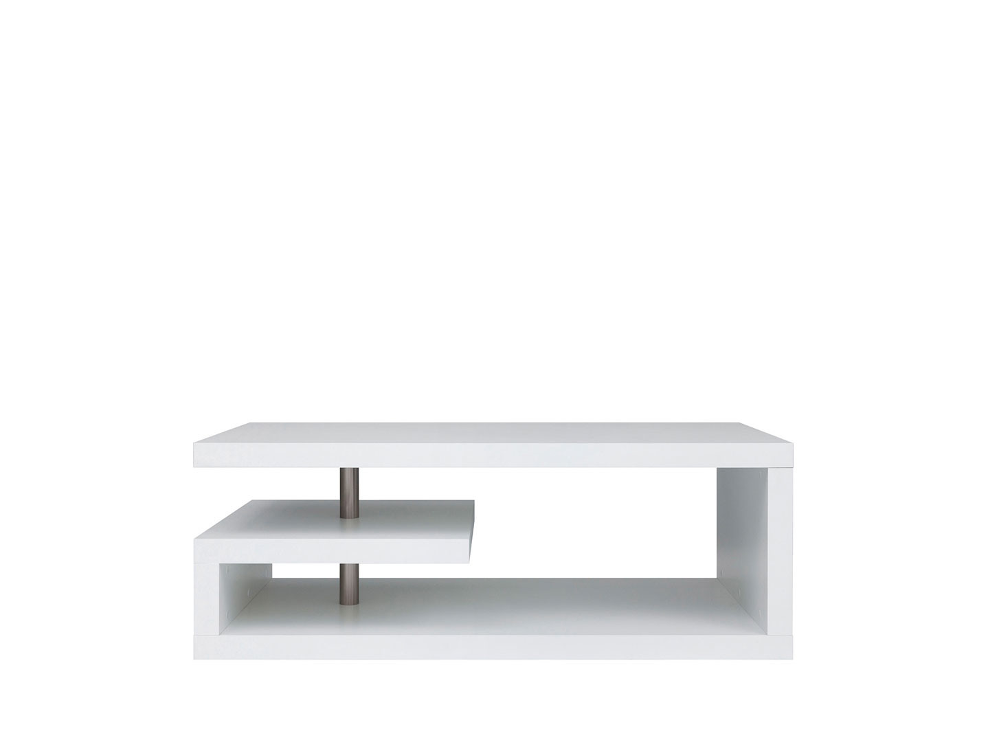 Foto 2 pulgar | Mesa De Centro Rectangular Color Blanco Con Espacios De Almacenamiento Y Soporte Metálico