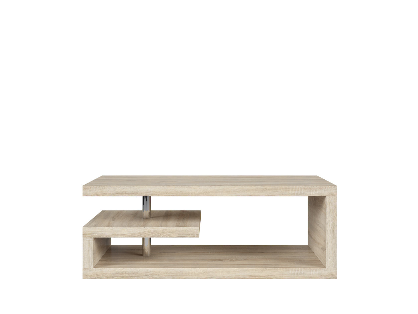 Foto 1 | Mesa De Centro Rectangular Color Madera Con Espacios De Almacenamiento Y Soporte Metálico