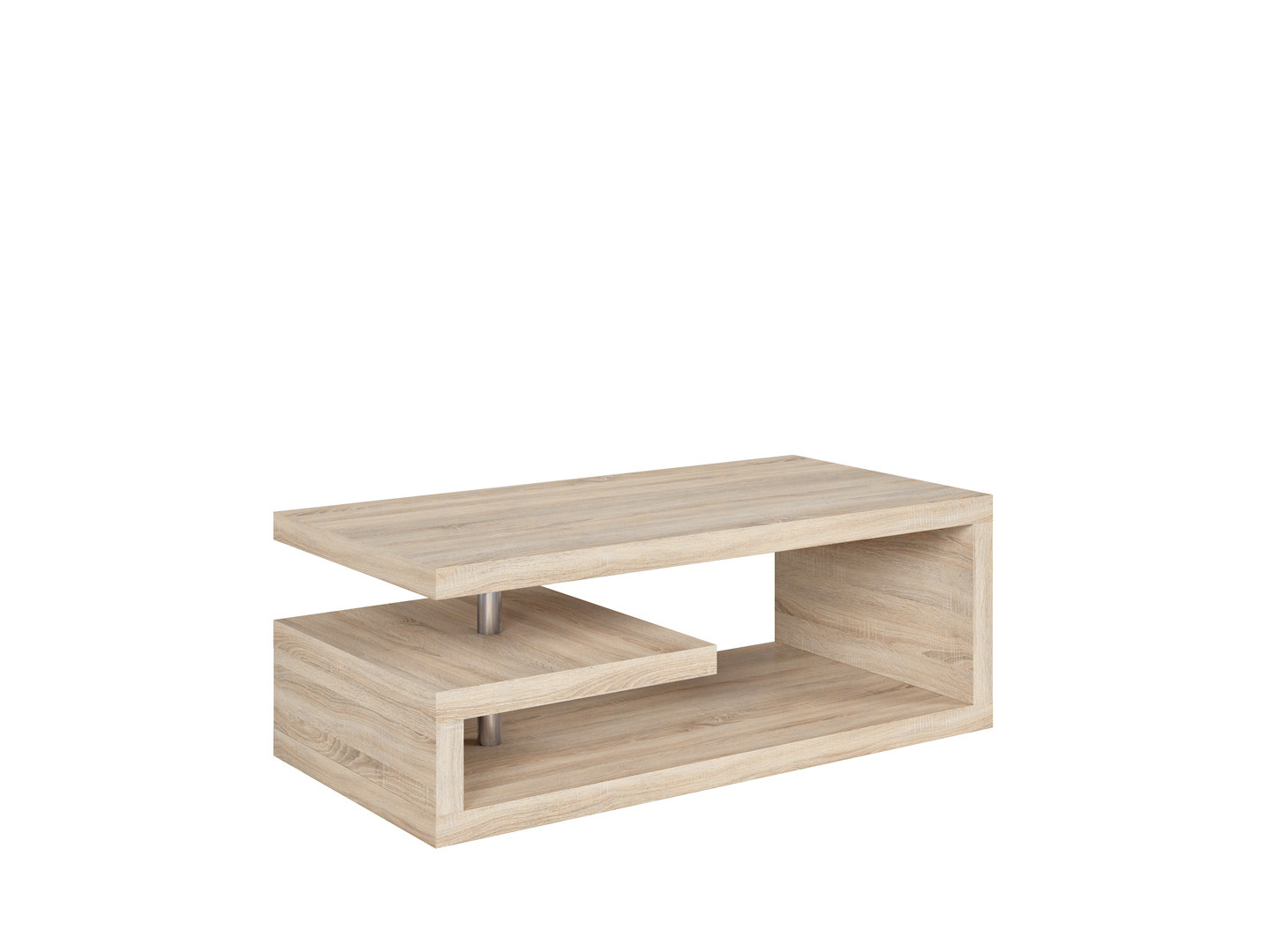 Foto 3 pulgar | Mesa De Centro Rectangular Color Madera Con Espacios De Almacenamiento Y Soporte Metálico