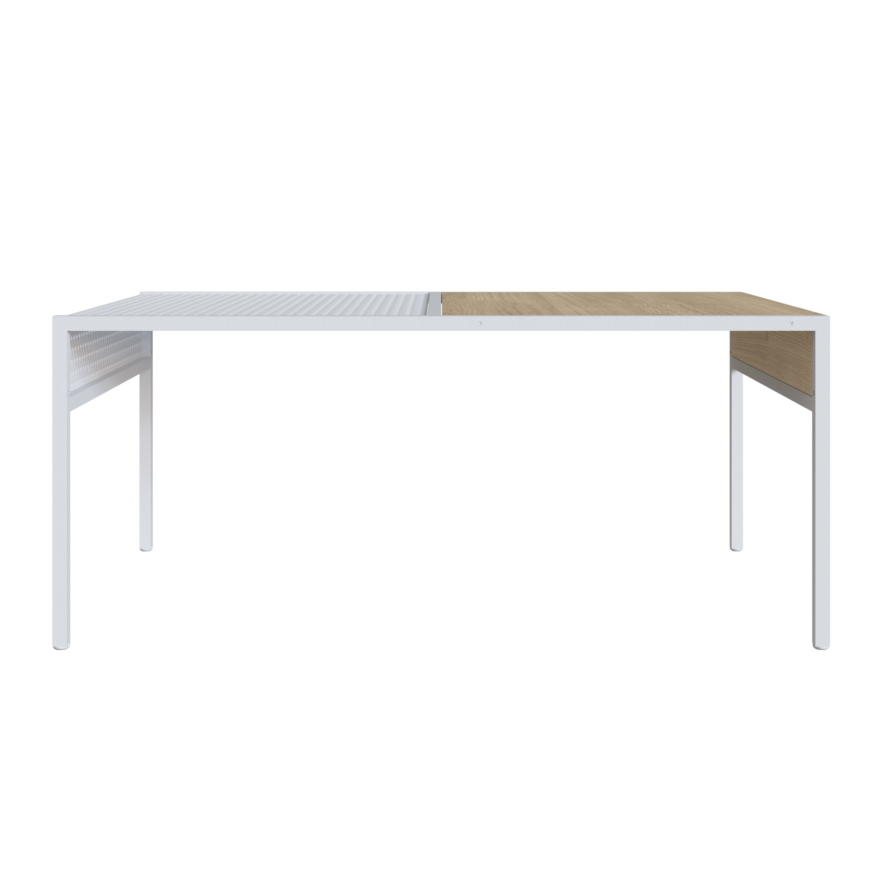 Foto 2 pulgar | Mesa De Centro Rectangular Color Blanco Y Madera Con Estructura Metálica De Acero Mdp 80cm (ancho)*50cm (profundo)