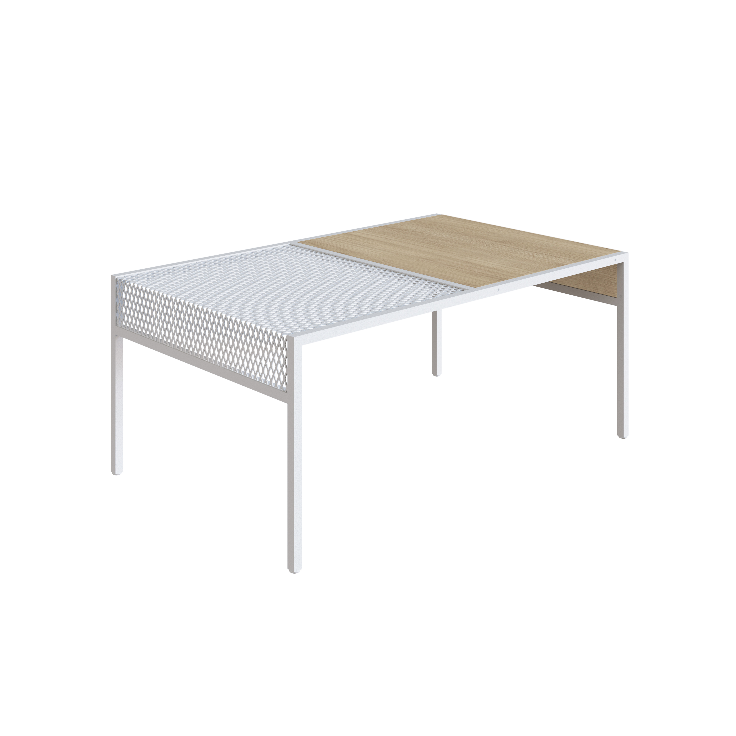 Foto 3 pulgar | Mesa De Centro Rectangular Color Blanco Y Madera Con Estructura Metálica De Acero Mdp 80cm (ancho)*50cm (profundo)