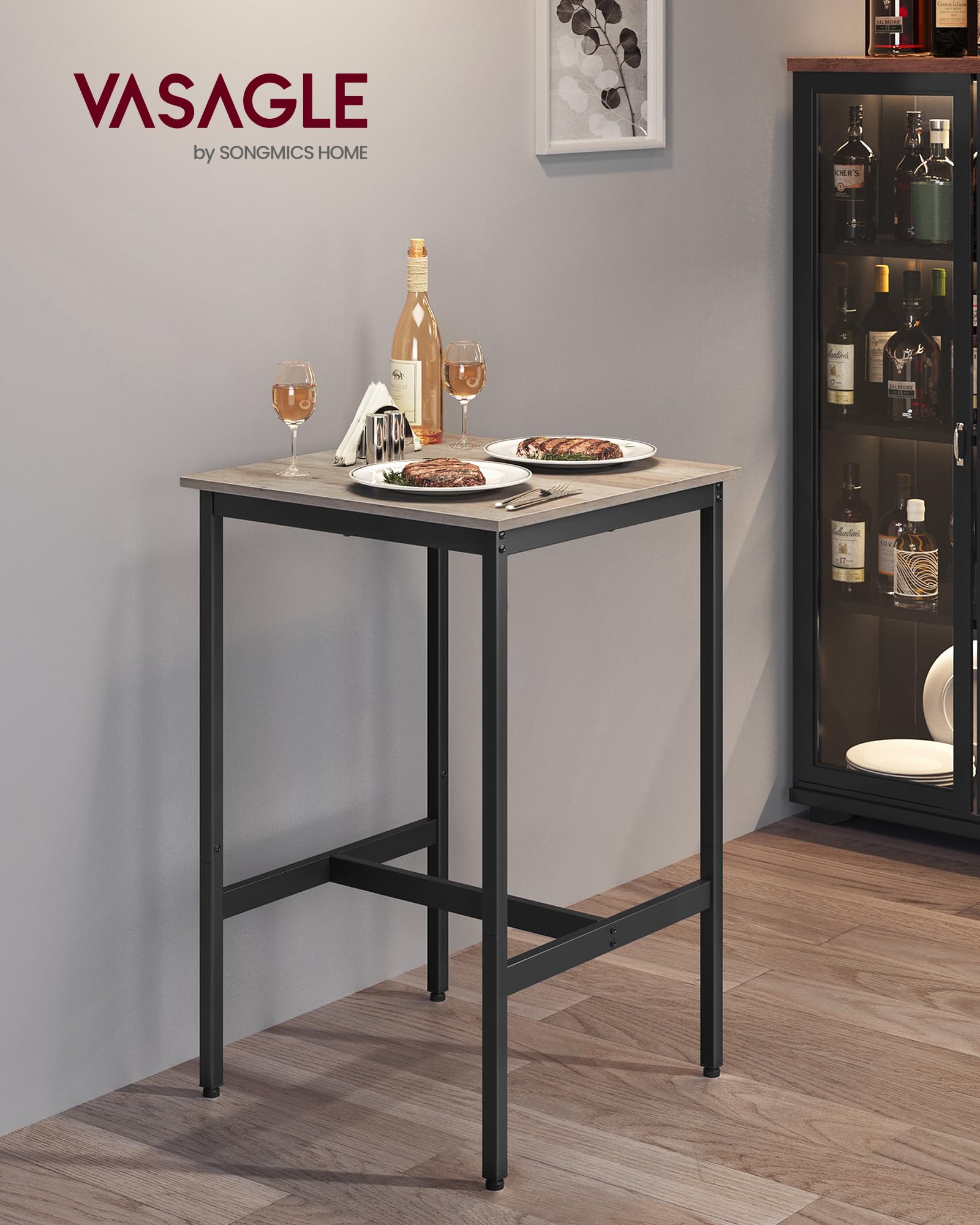 Foto 2 | Mesa De Bar Vasagle Para Cocina Y Comedor Pequeña, 60 X 60 X 90 Cm, Color Gris