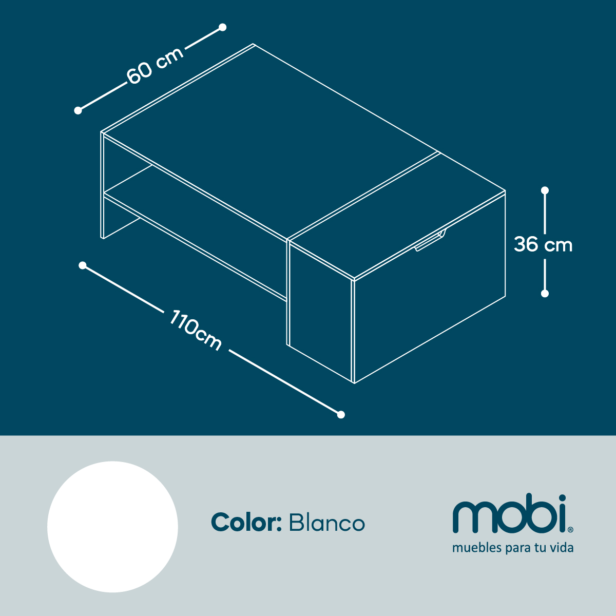 Foto 5 | Mesa De Centro Mobi Lena Blanco Con Baúl