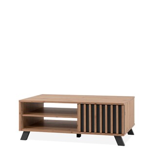 Foto 3 | Mesa De Centro Rectangular Gris Y Roble Con 1 Puerta Y 1 Entrepaño Estructura Madera Mdf Con Manijas Metálicas