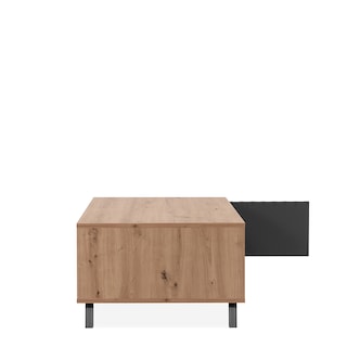 Foto 5 | Mesa De Centro Rectangular Gris Y Roble Con 1 Puerta Y 1 Entrepaño Estructura Madera Mdf Con Manijas Metálicas