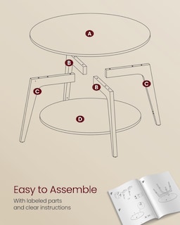 Foto 7 | Mesa De Café Vasagle Redonda De 2 Niveles Con Almacenamiento, 80 Cm, Color Gris Brumoso - Venta Internacional.