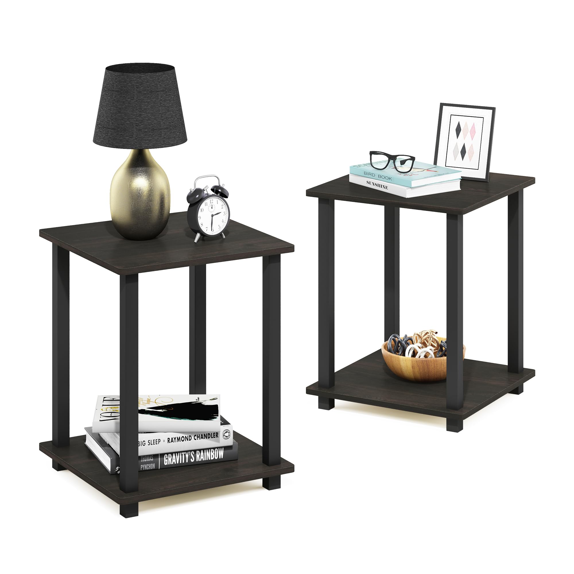 Foto 5 pulgar | Mesa Auxiliar Furinno Simplistic, Juego De 2 Unidades, Color Café Espresso Y Negro - Venta Internacional.
