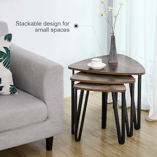 Foto 4 | Mesas De Café Anidadas Vasagle Ulnt13x, Rústicas, Marrón/negro - Venta Internacional.